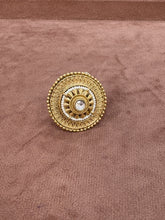 Intricately Designed Circular Gold-Plated Statement Ring